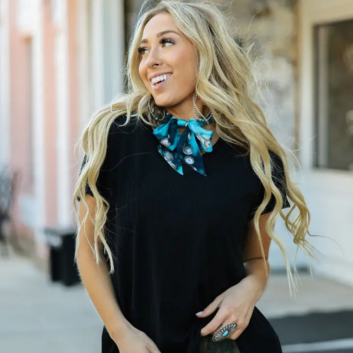 Black Casual Thick Ribbed V Neck Top - Posh West Boutique