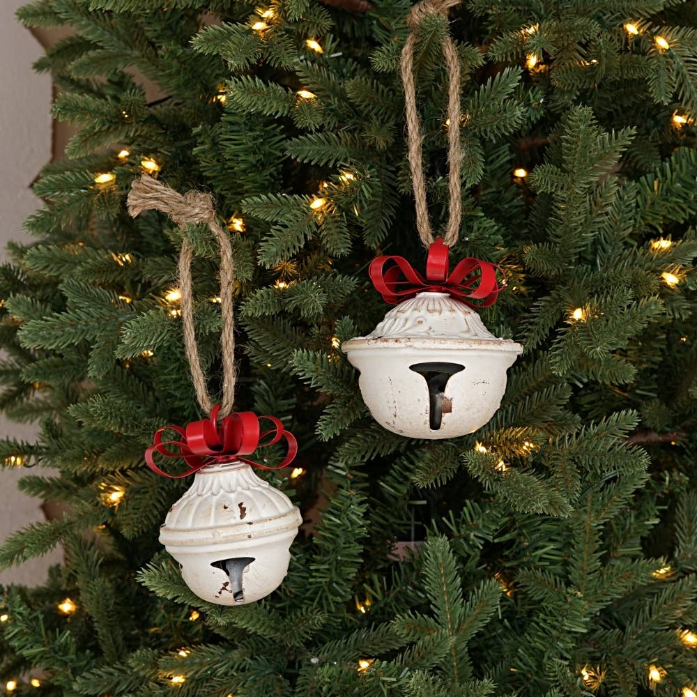 Vintage white nutshell bell w. metal bow - Posh West Boutique