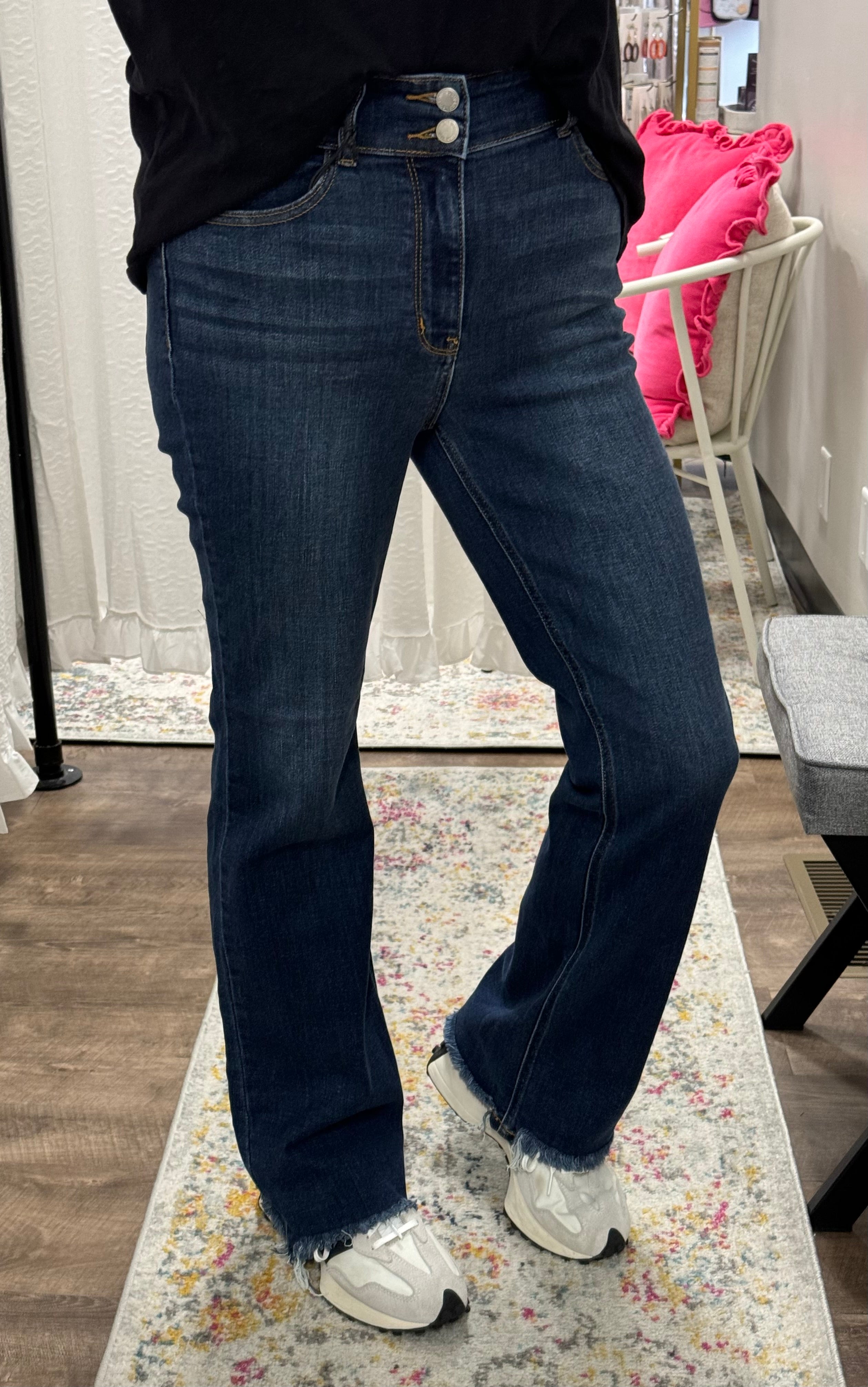 Judy Blue Dark Wash Double Button Bootcut - Posh West Boutique