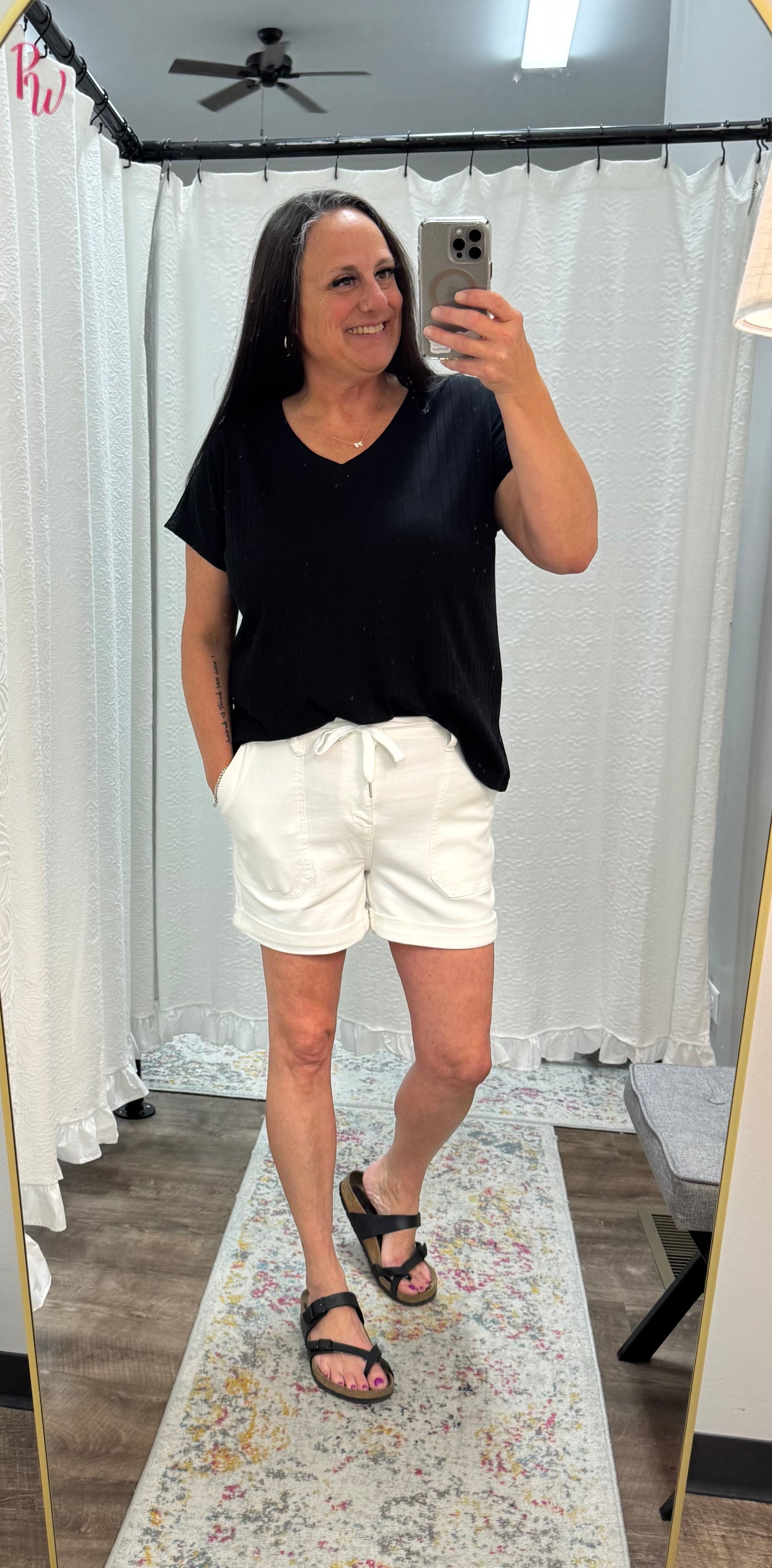 Judy Blue White HW Cuff Jogger Shorts - Posh West Boutique