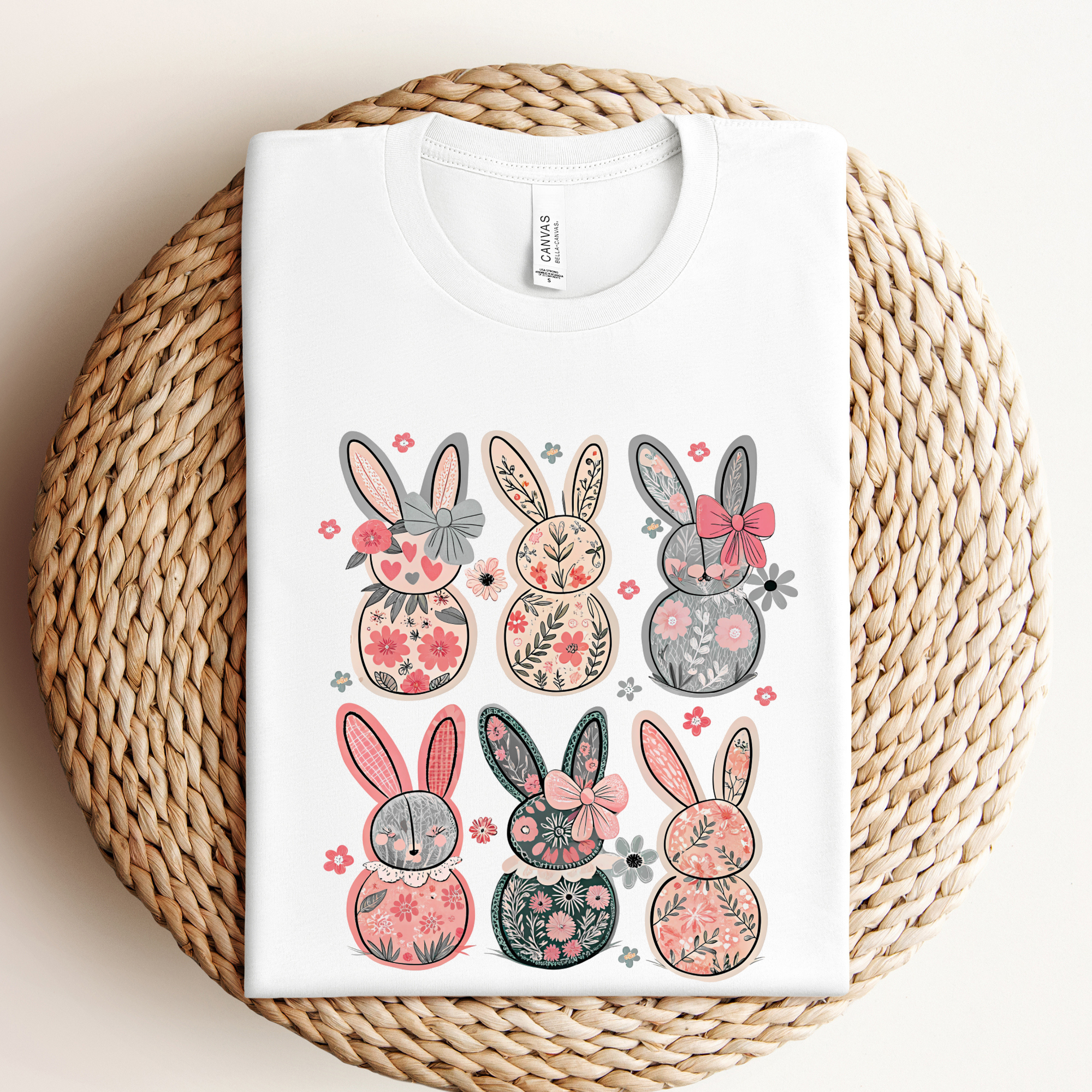 Floral Easter Bunny Tee - Posh West Boutique