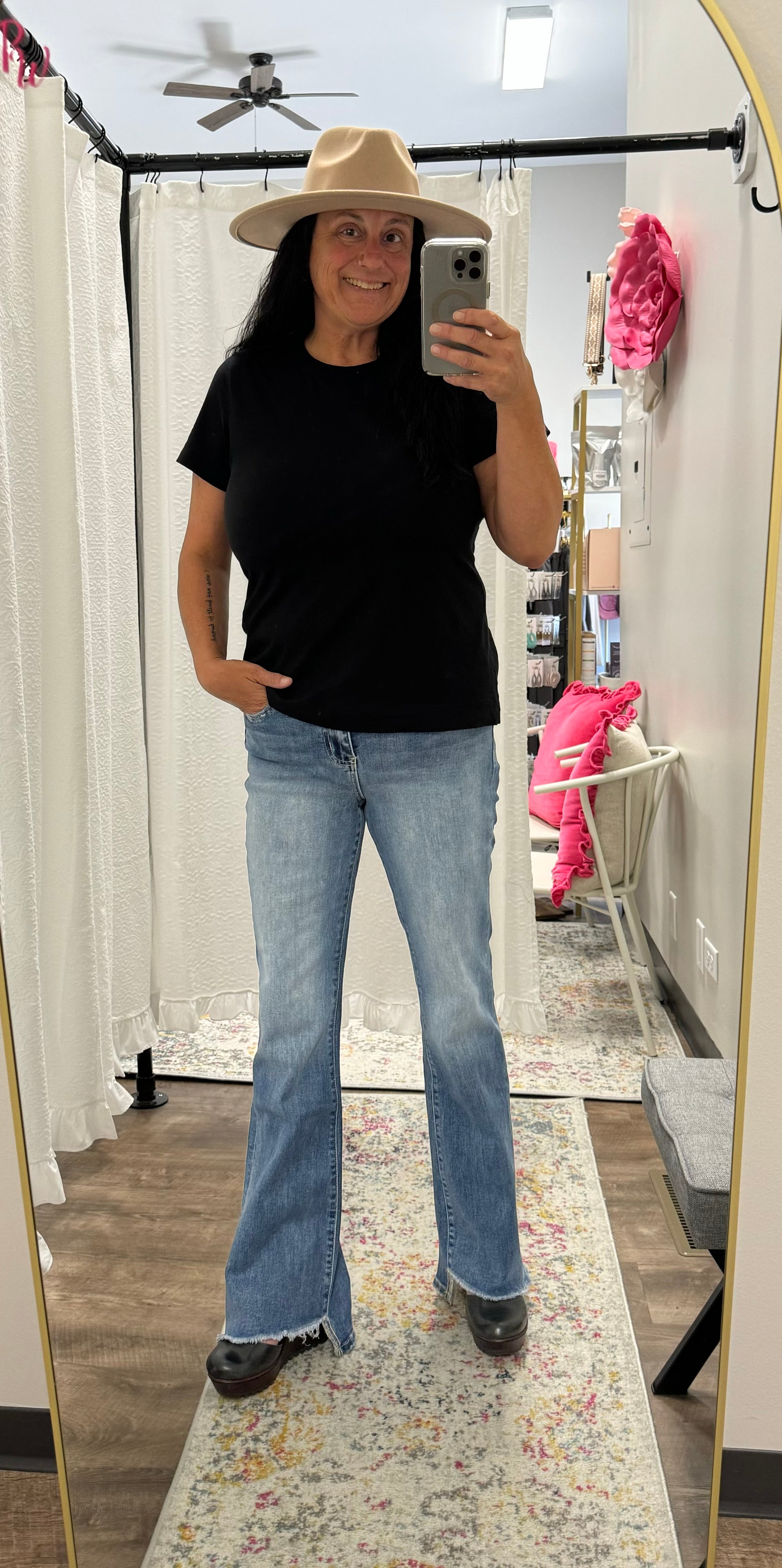 Vervet High Rise Slant Hem Flare Jeans- The Sadie ๐ - Posh West Boutique