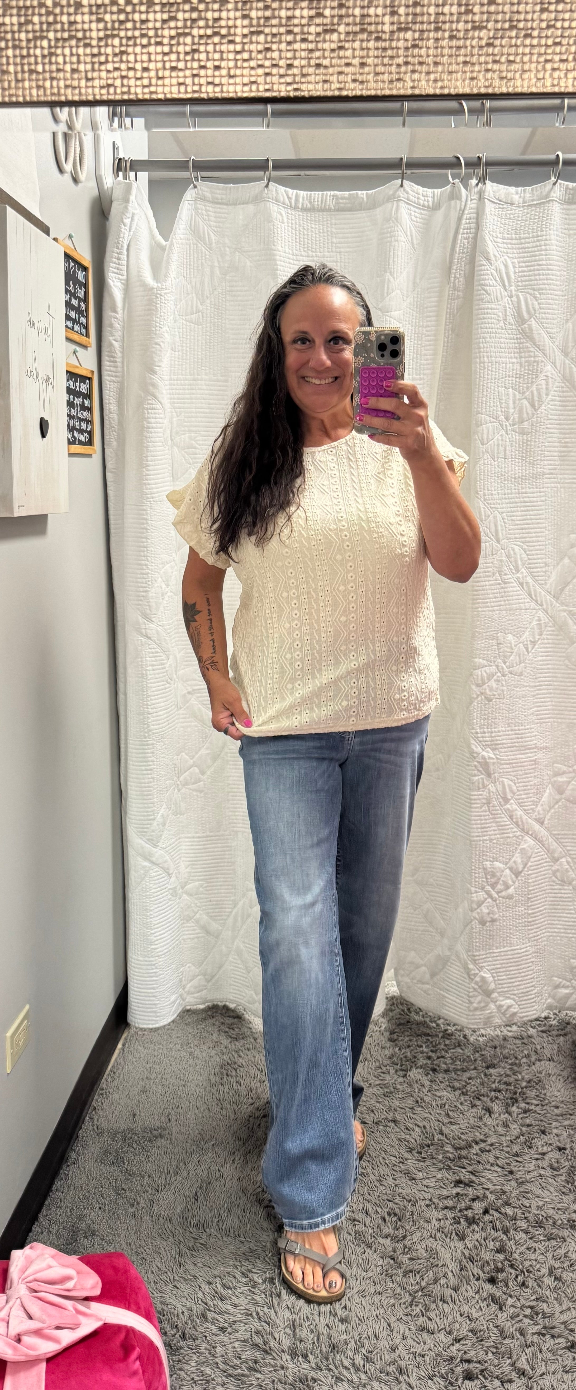 Apricot Crewneck Sweet Short-Sleeve Top