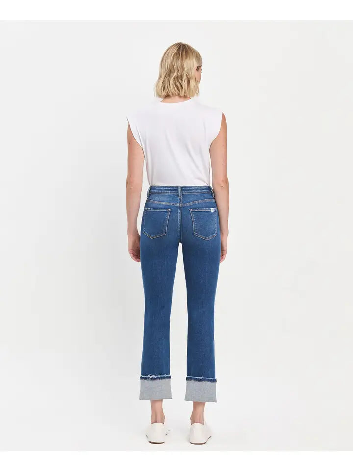 Vervet HR Cuffed Slim Straight Jeans - Posh West Boutique