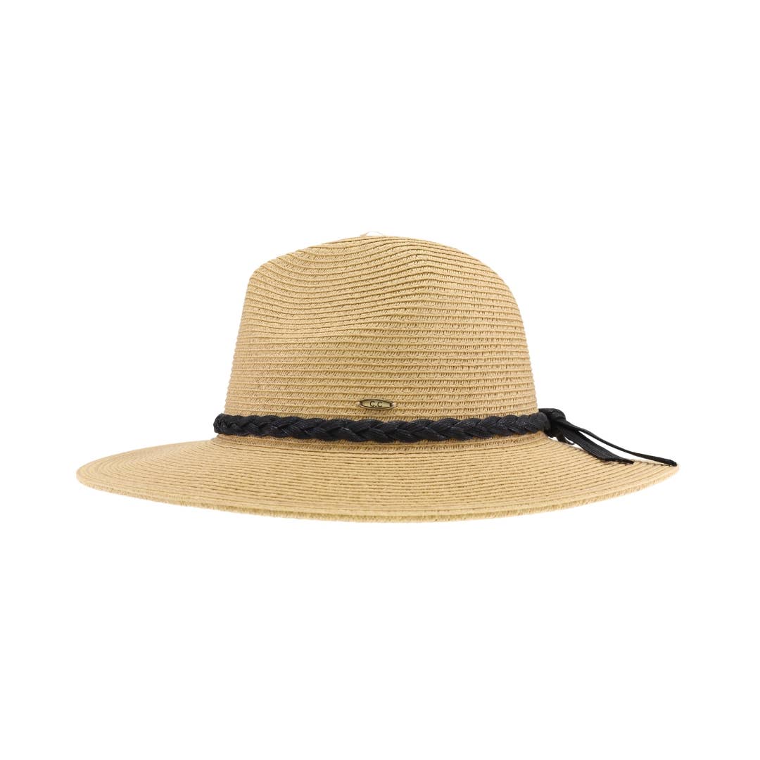 Natural Sunhat with Black Braid - Posh West Boutique