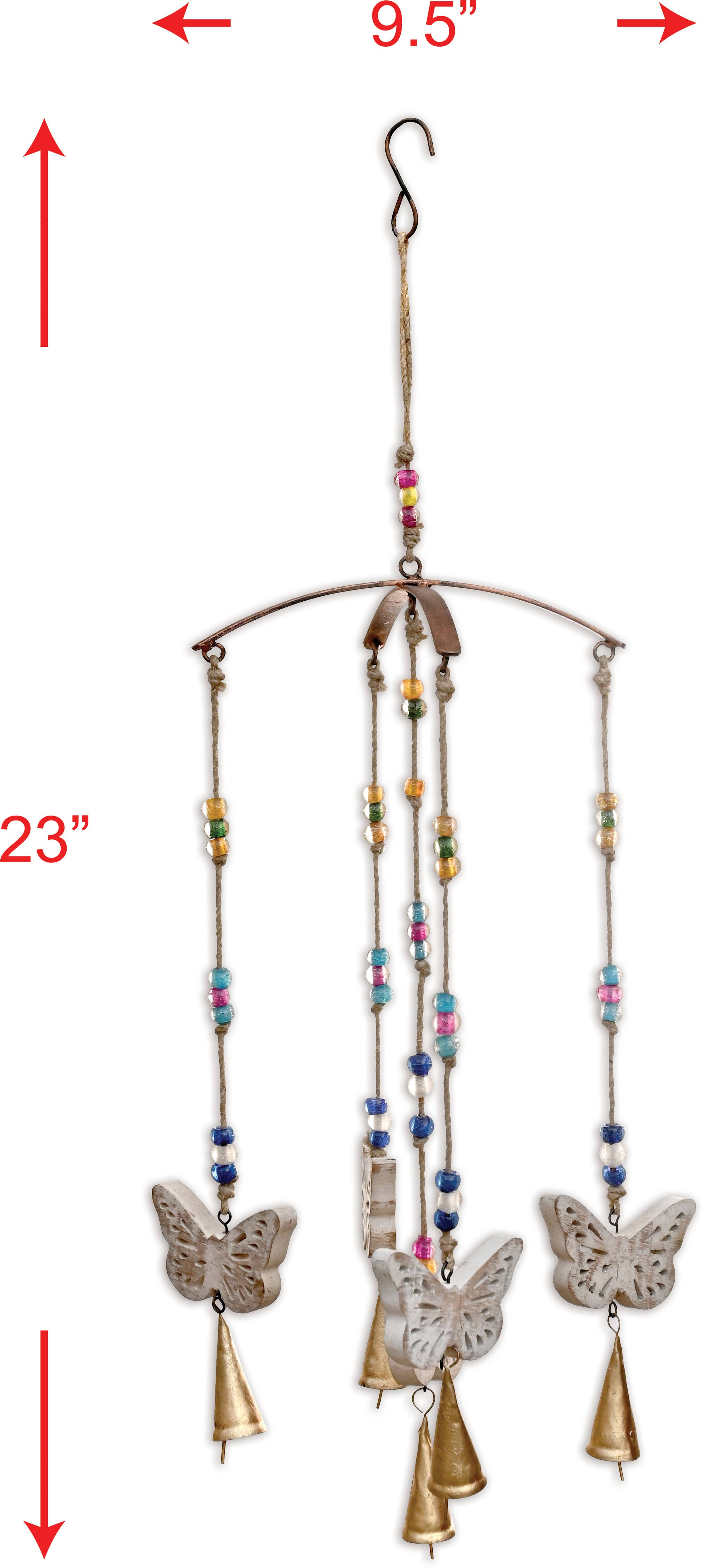 White wash butterflies with copper bells - 95345 - Posh West Boutique