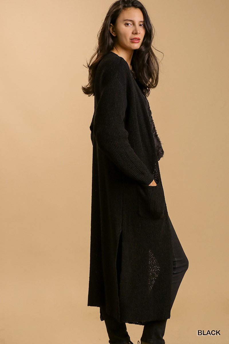 Black Lightweight Open Front Long Cardigan - Posh West Boutique