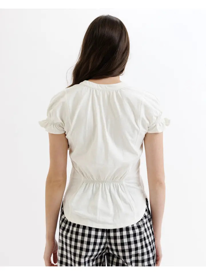 Artistry V-Neck White Spring Blouse - Posh West Boutique