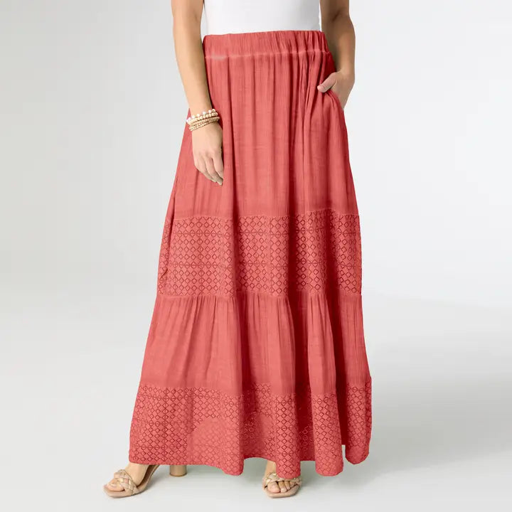 Coral Relaxed Skirt with Pockets - Posh West Boutique