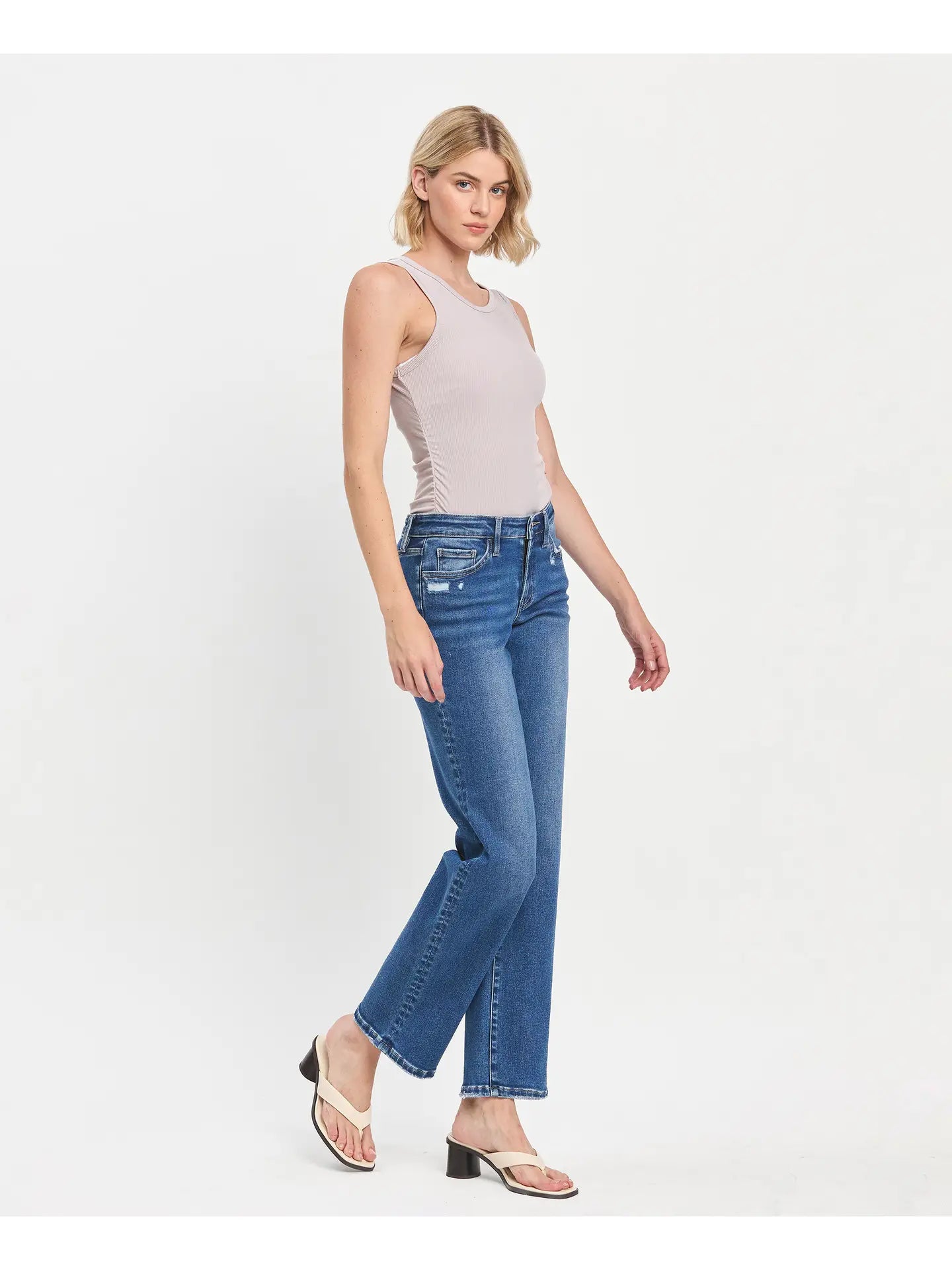 Vervet Mid Rise Full Length Straight Leg Jeans - Posh West Boutique