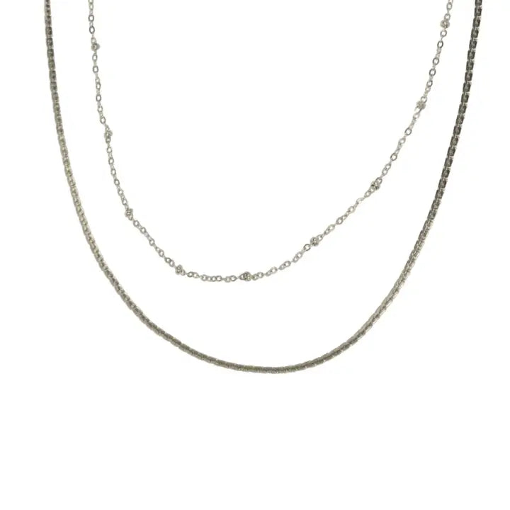 Silver 2 Row Chain Necklace - Posh West Boutique