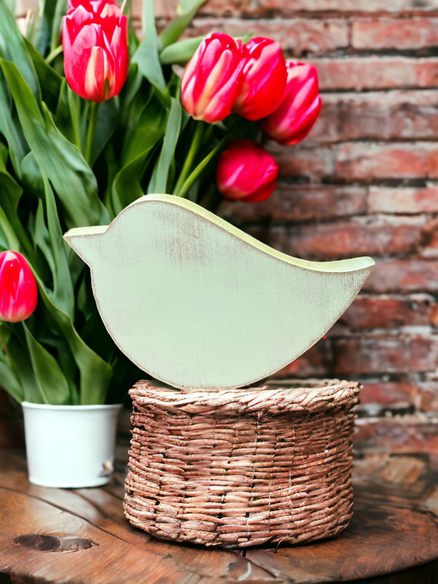 Primitive/Rustic Wood Bird Shelf Sitter - Posh West Boutique