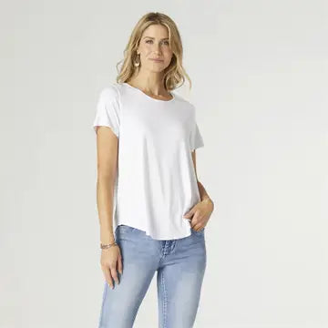 White Erin Pleat Back Tee - Posh West Boutique
