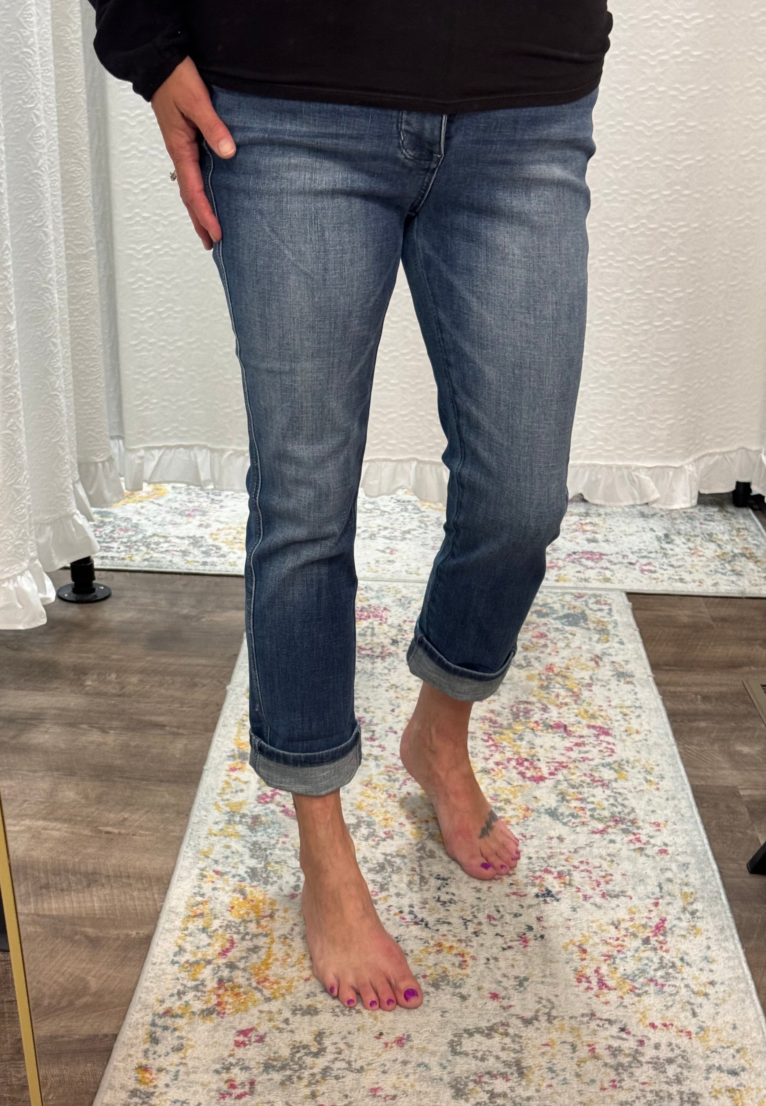 Judy Blue High Waist Tummy Control Cuffed Capri - Posh West Boutique