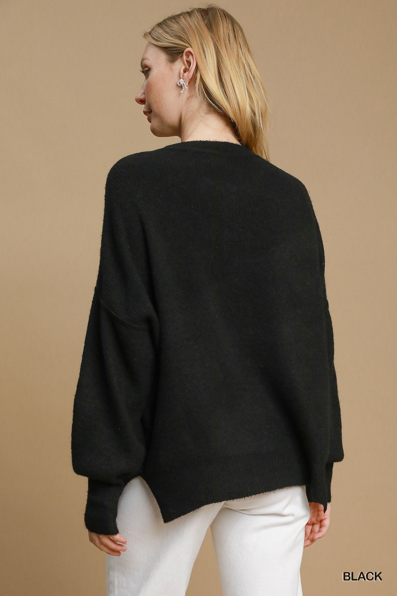 Black Wool Blend Pullover Sweater