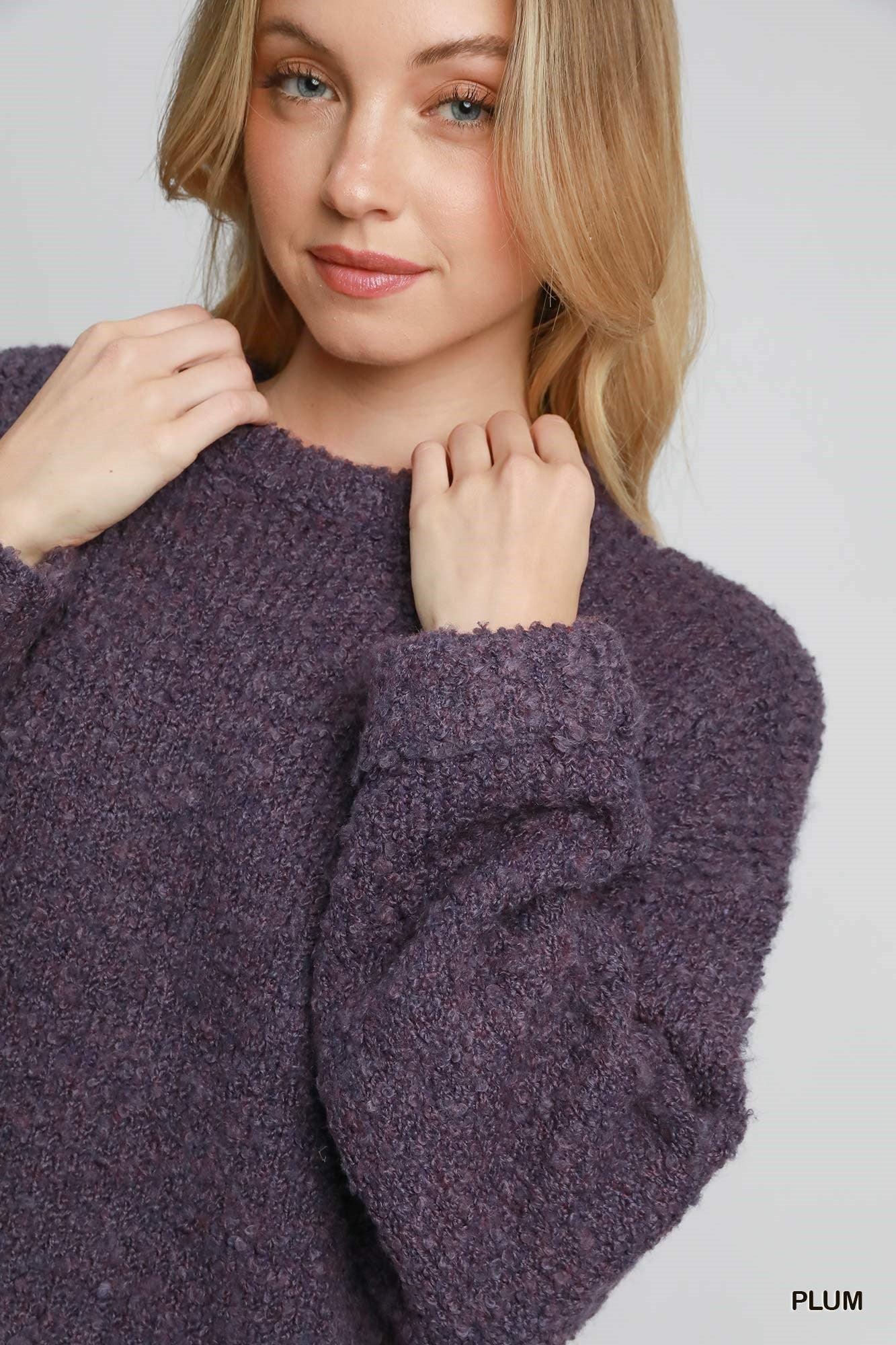 Plum Boucle Knit Sweater