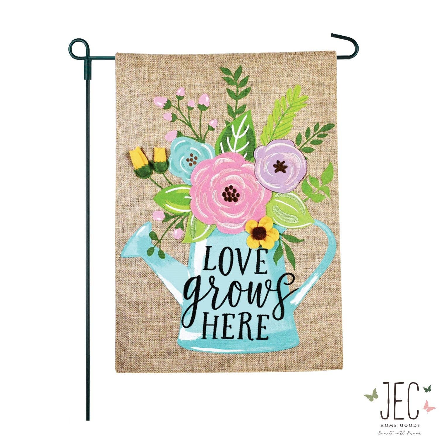 Watering Can Burlap 2-Sided Garden Flag - Posh West Boutique
