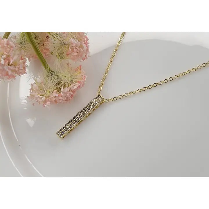 Betty Oh! Vertical Cz Bar Pendant Necklace - Posh West Boutique
