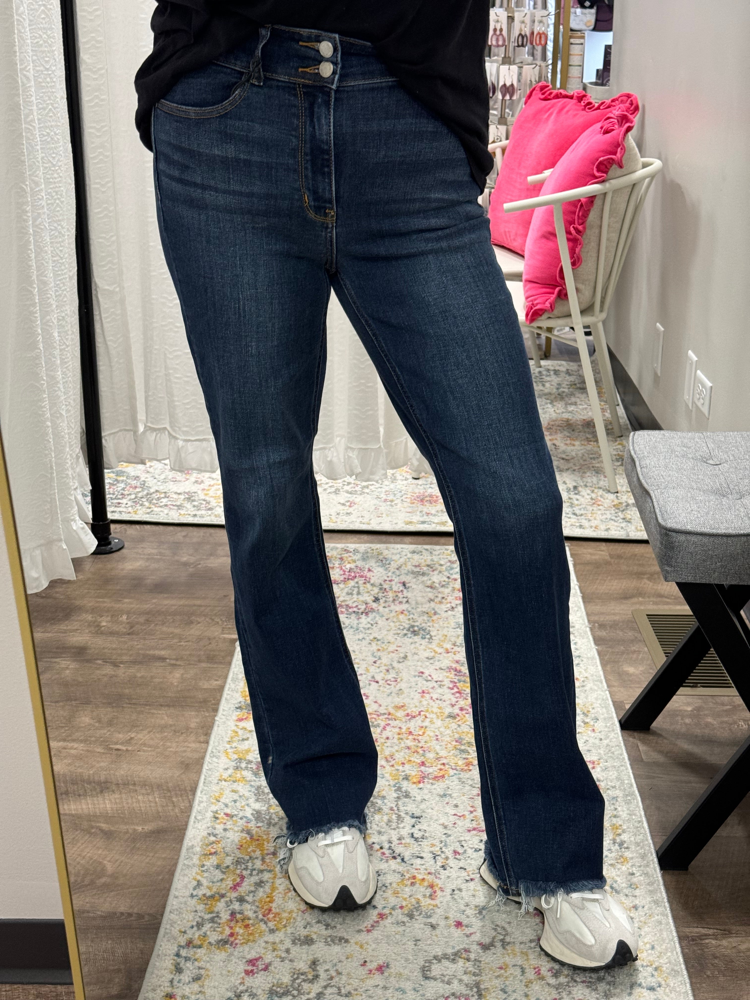 Judy Blue Dark Wash Double Button Bootcut - Posh West Boutique