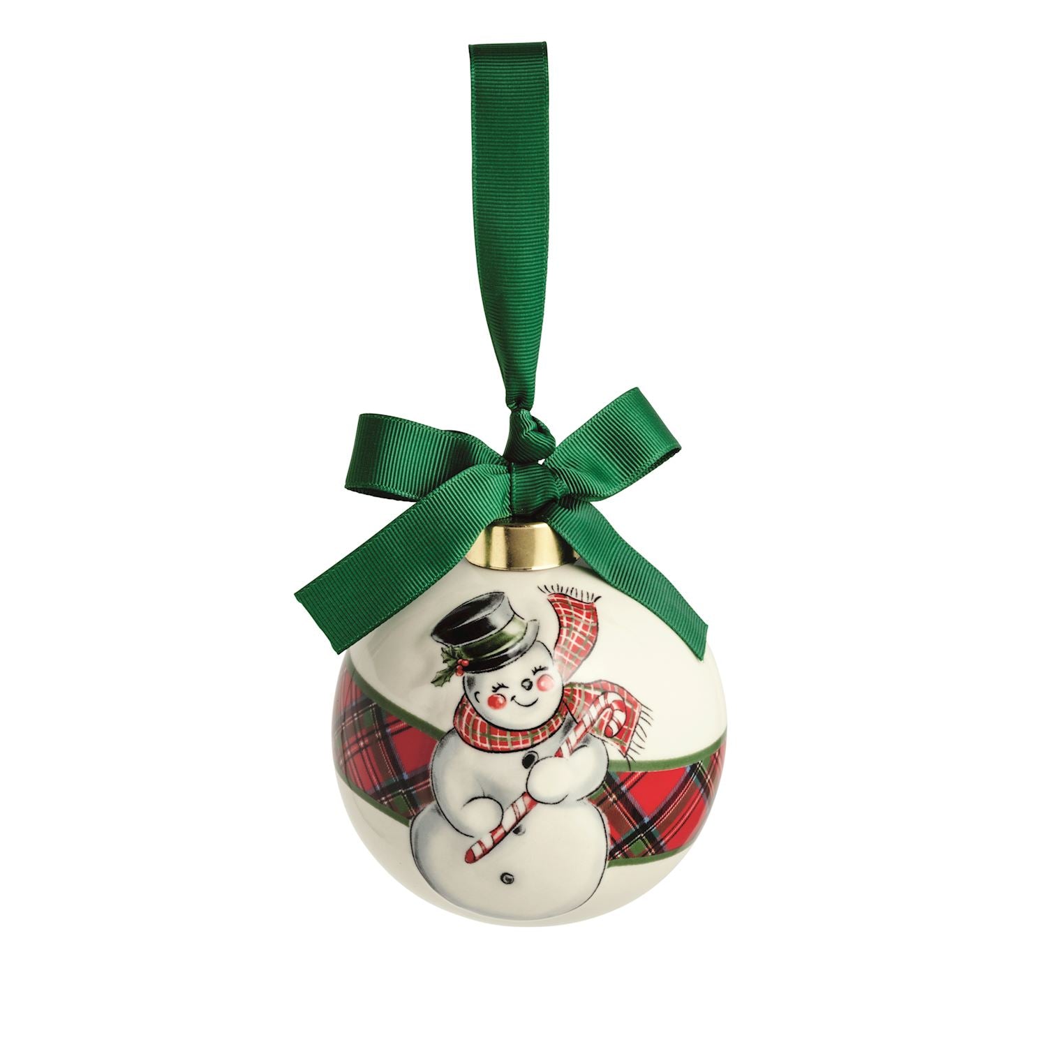Snowman Tartan Stripe Ornament - Posh West Boutique