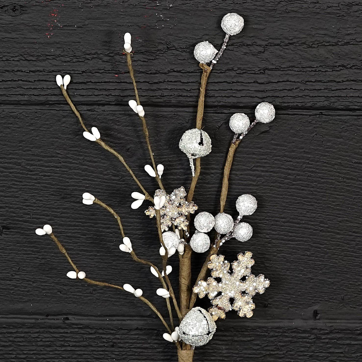 12in Sparkle Bells and Snowflakes Pick - Posh West Boutique