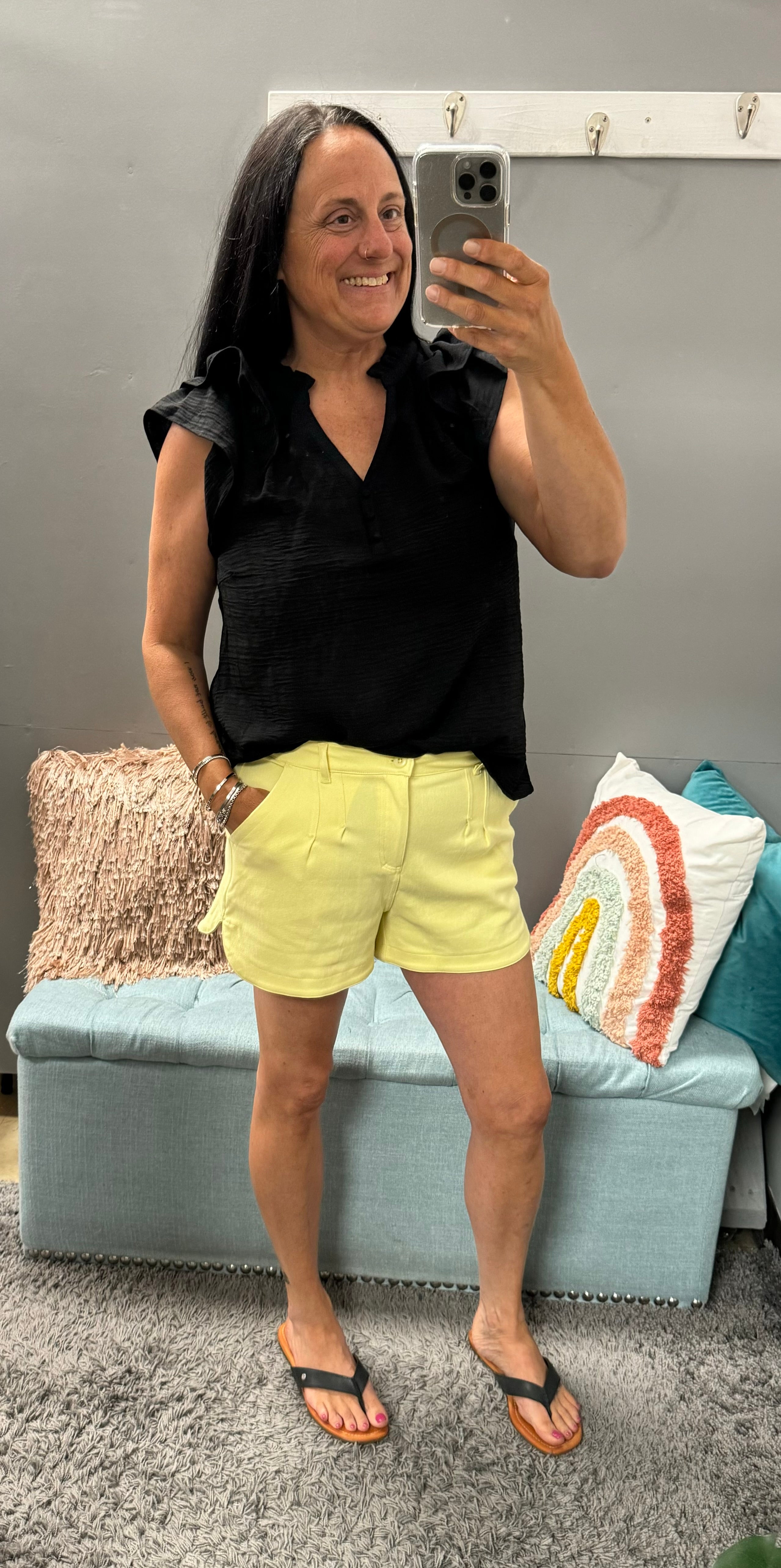 Yellow Cotton Stretch Shorts - Posh West Boutique