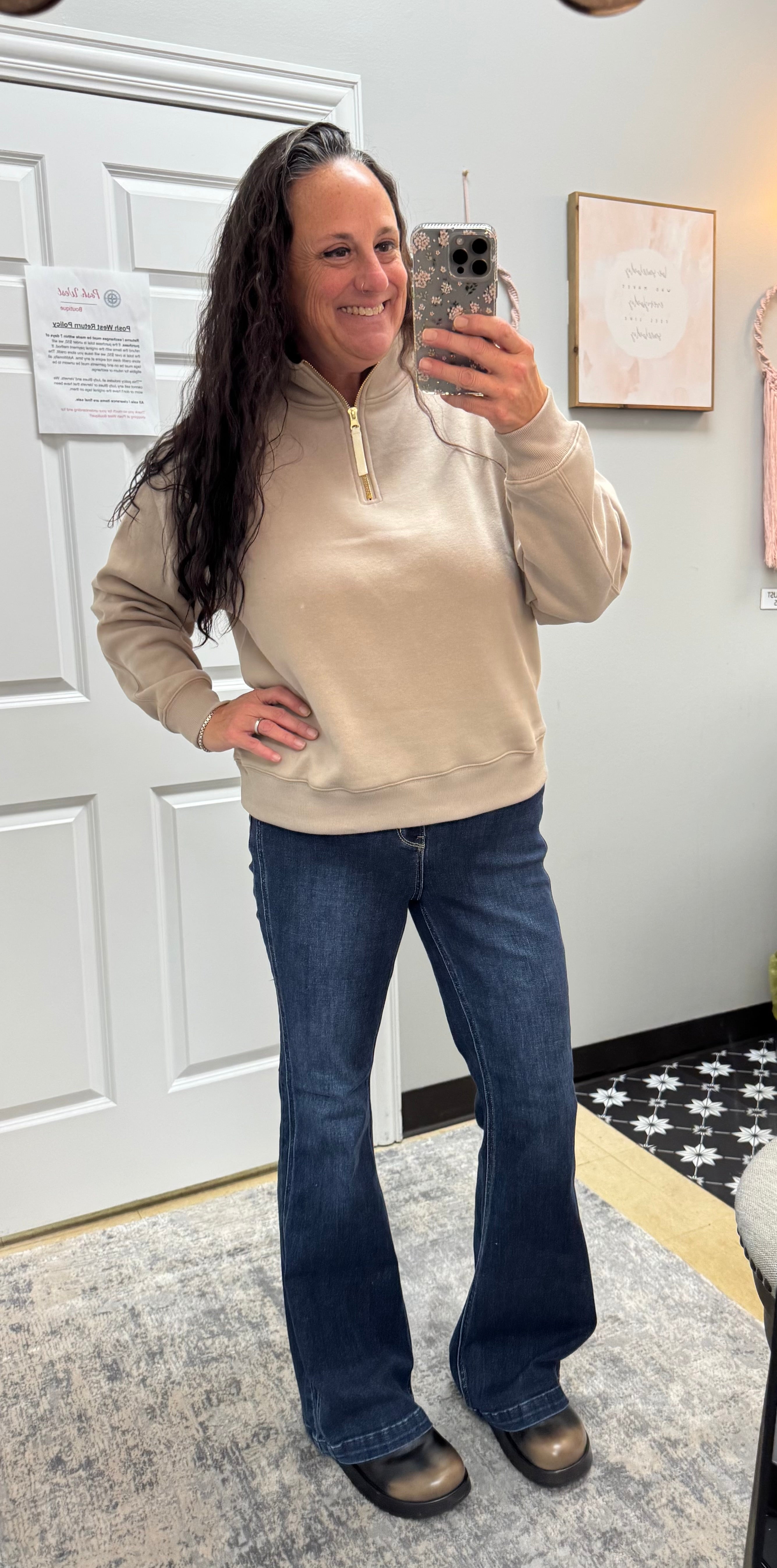 Ash Mocha Fleece Half Zip Sweatshirt