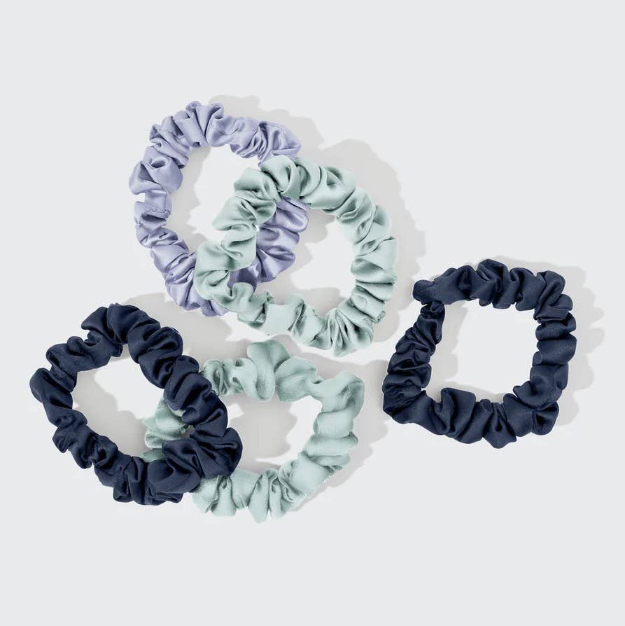 Ruched Satin Scrunchies 5pc Set- Garden Bouquet - Posh West Boutique