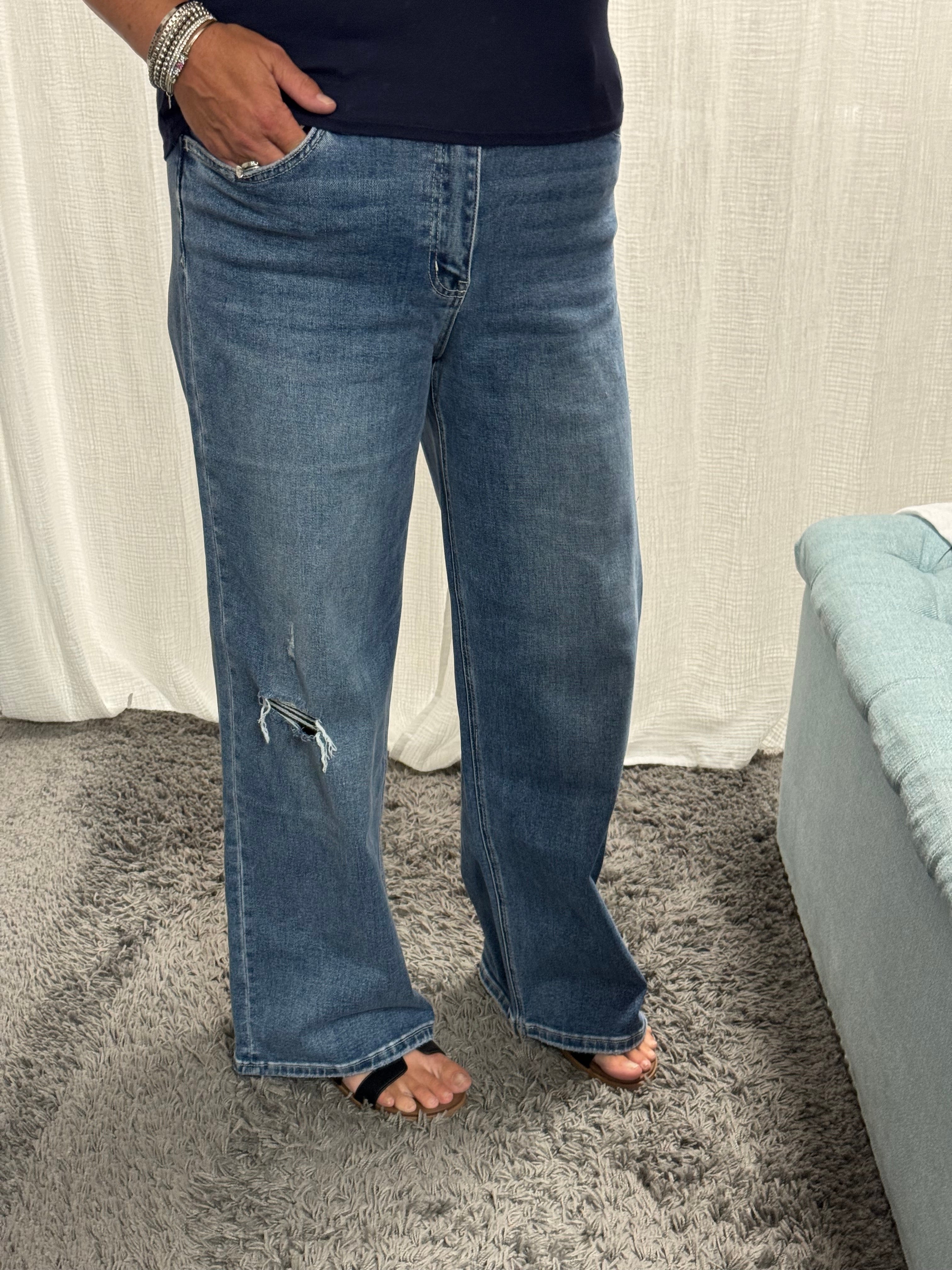 Vervet Super High Rise Baggy Wide Jeans - Posh West Boutique