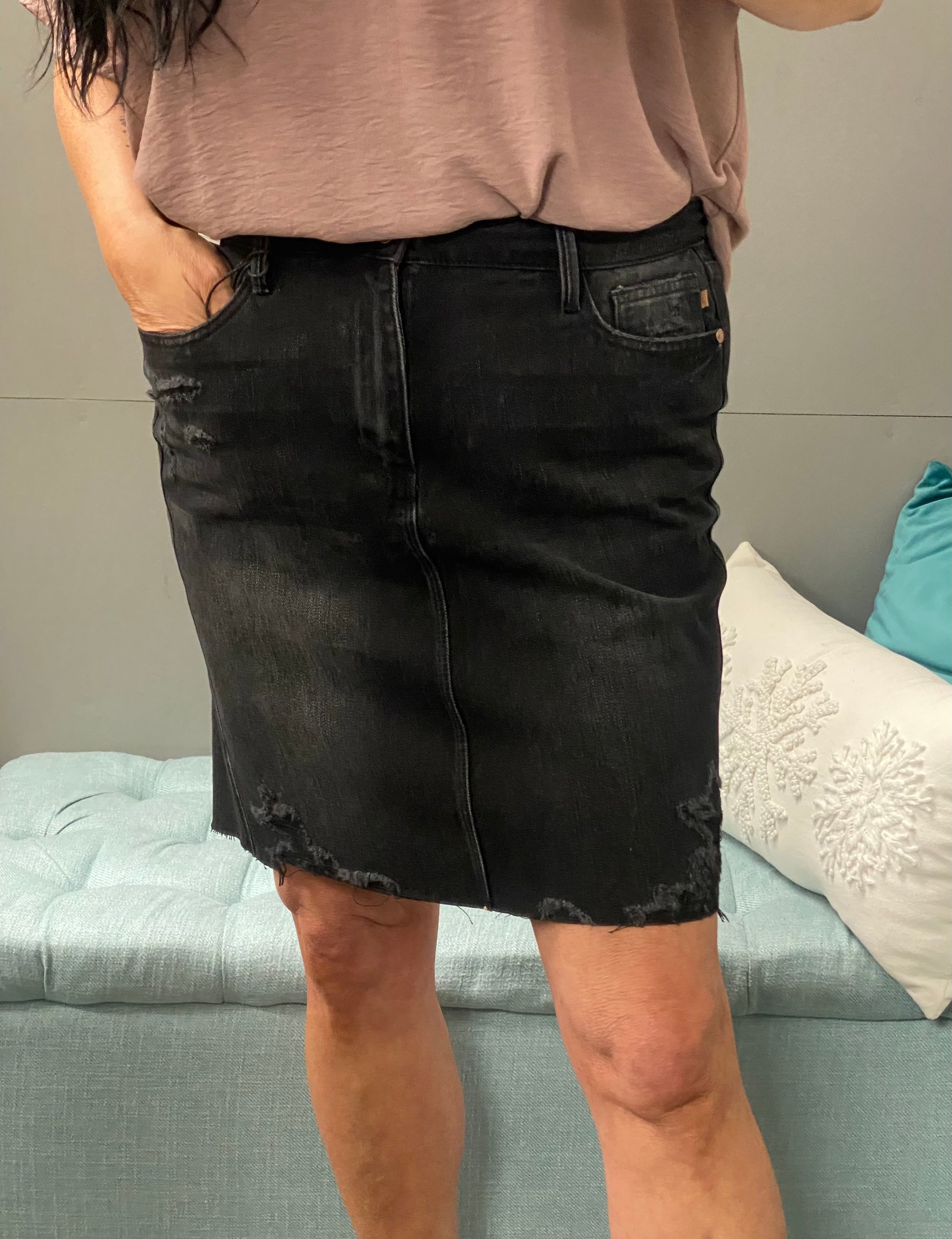 Black Judy Blue Magic Jean Skirt - Posh West Boutique