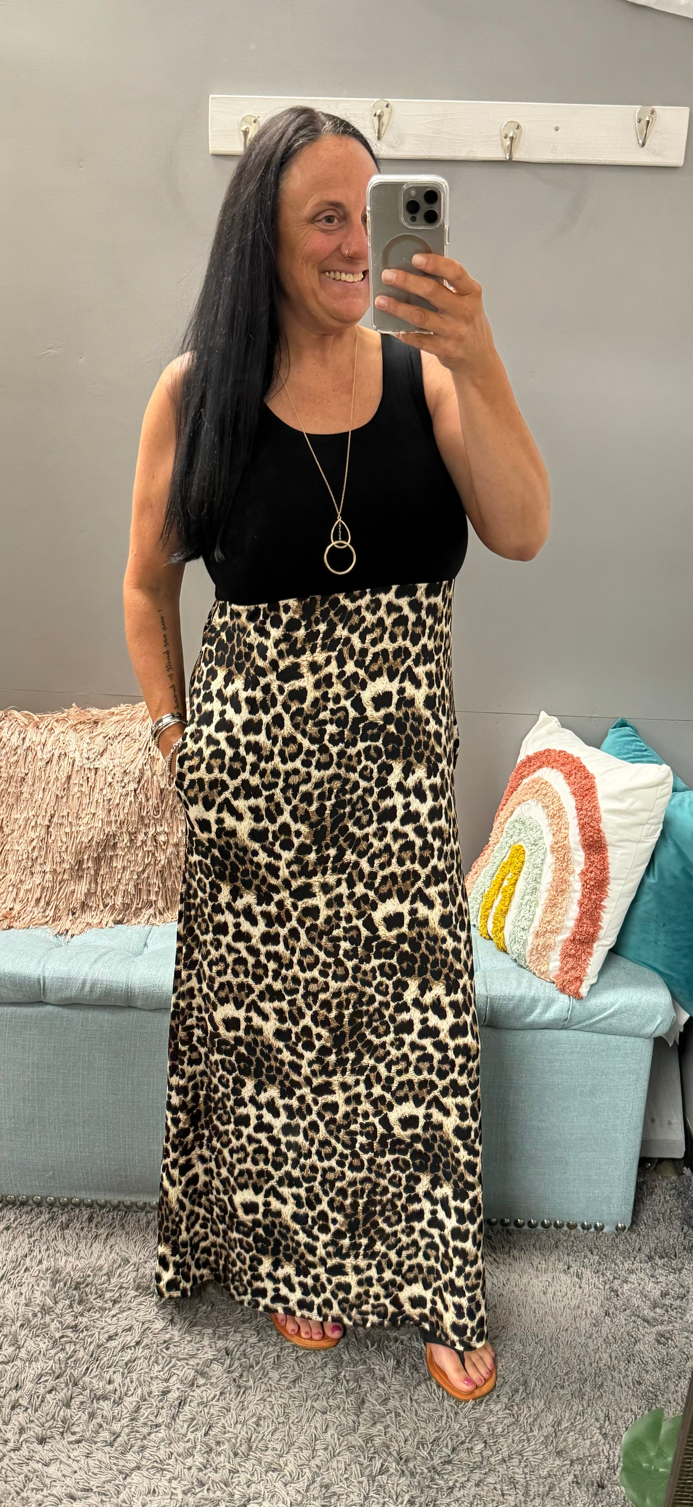 Black and Brown Animal Print Maxi Dress - Posh West Boutique