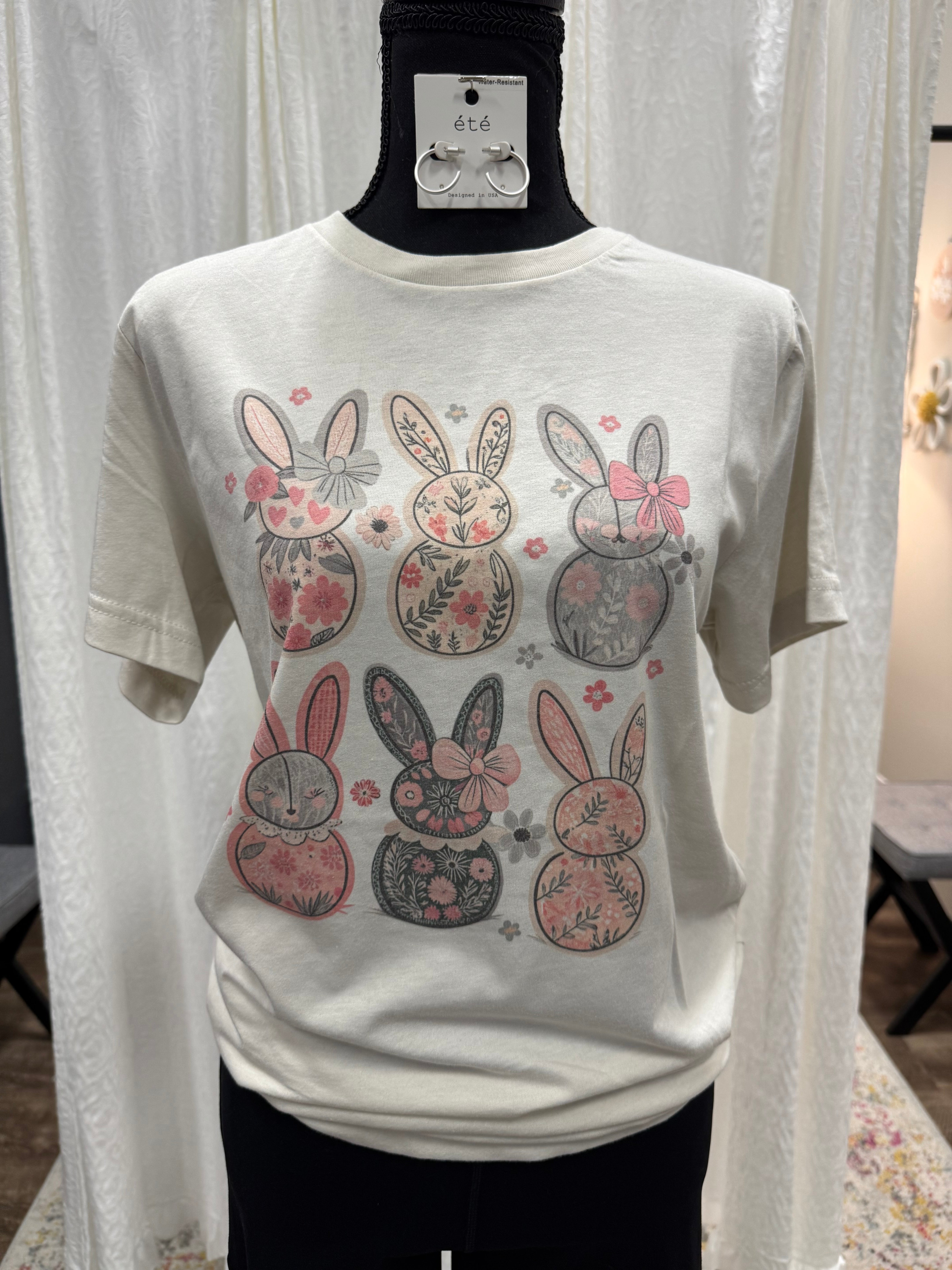 Floral Easter Bunny Tee - Posh West Boutique