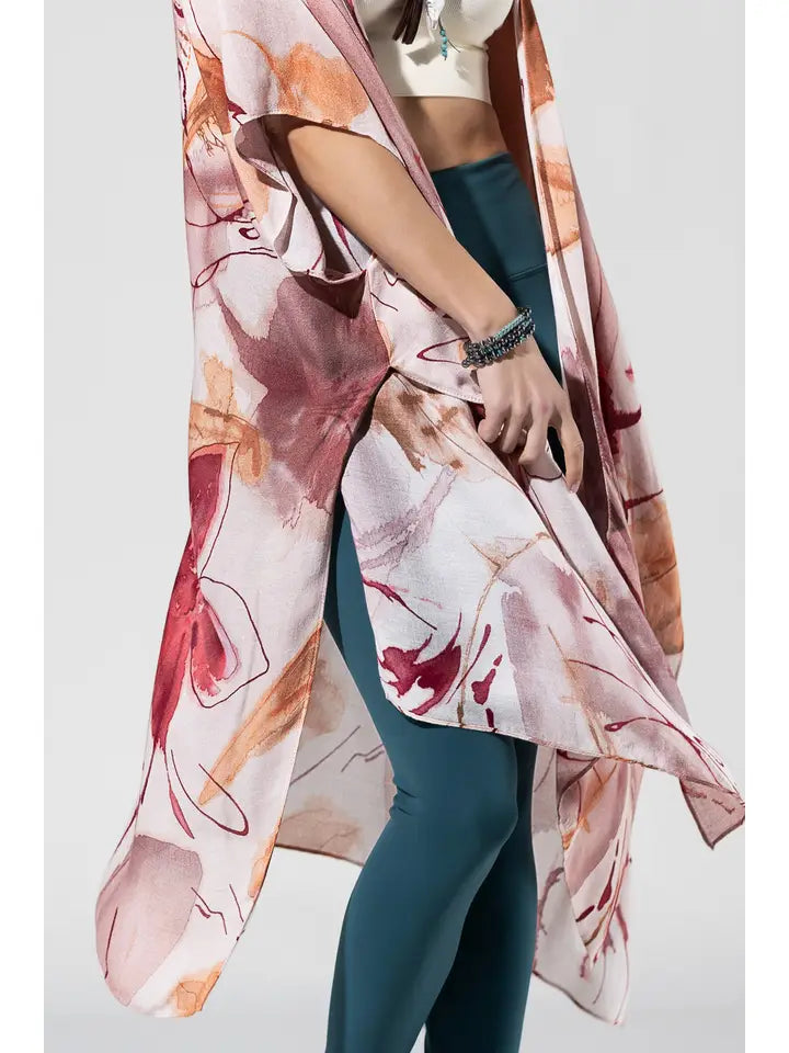 Mauve Watercolor Floral Arras Kimono - Posh West Boutique