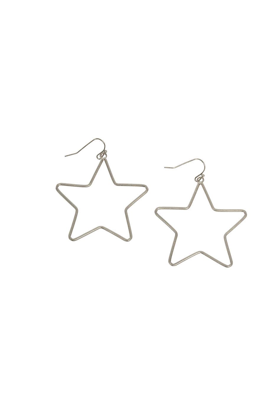 Star Hoop Earring: 338-127ES Silver - Posh West Boutique