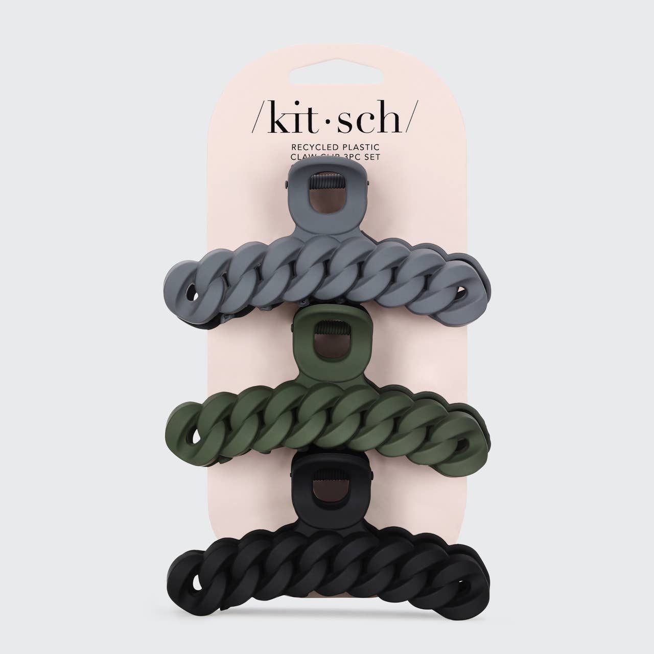 Kitsch Claw Clip 3pc Set - Black/Moss
