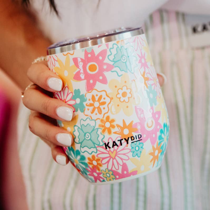 Spring Flowers Stainless Steel Wine Tumbler - Posh West Boutique