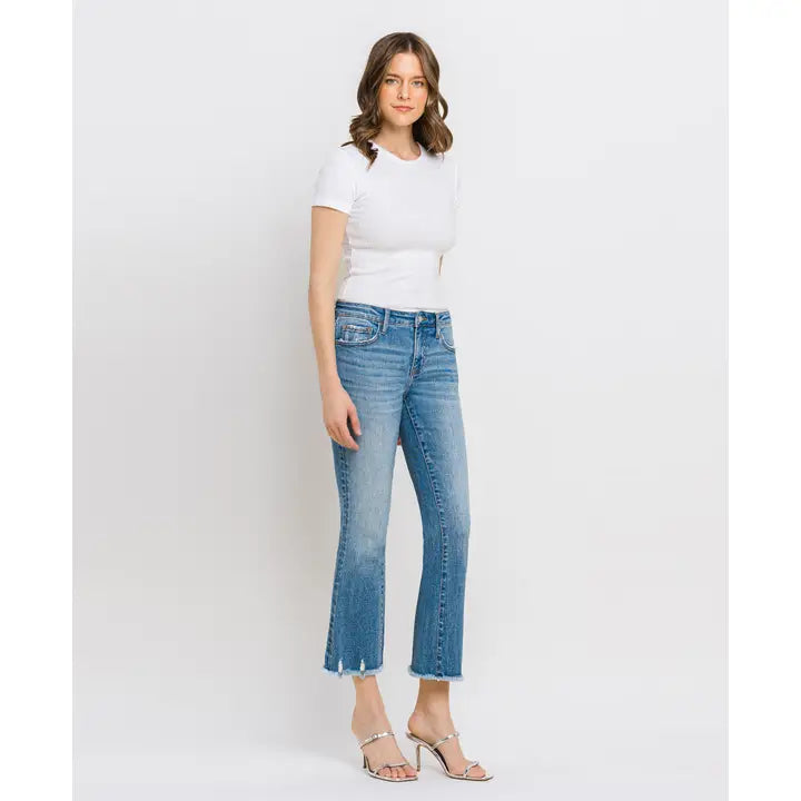 Vervet Mid Rise Cropped Mini Bootcut Jean - Posh West Boutique