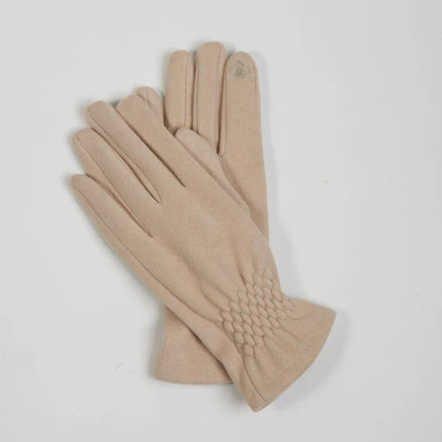 Cream Rikki Fishtail Faux Suede Glove