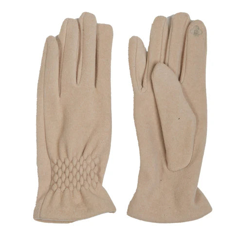 Cream Rikki Fishtail Faux Suede Glove