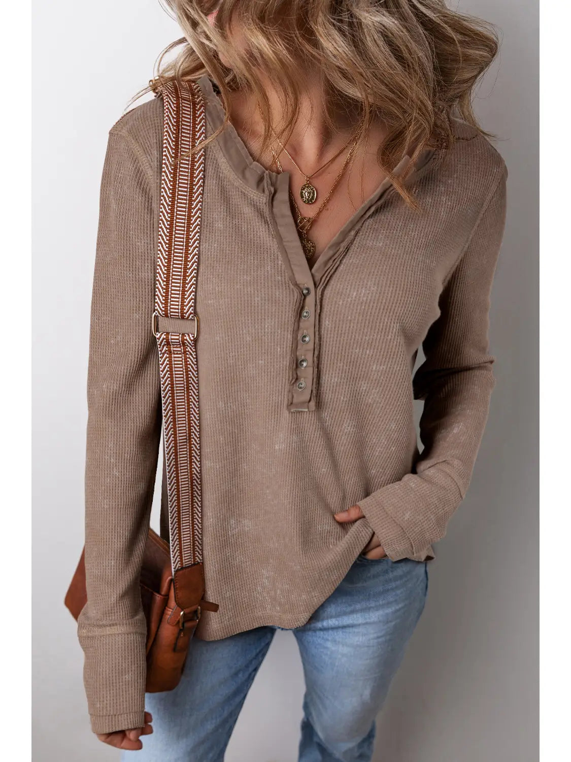 Caramel Waffle Long Sleeve Top