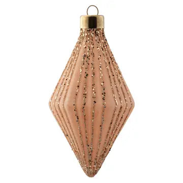 Glittered Fluted Diamond Glass Ornament - Posh West Boutique