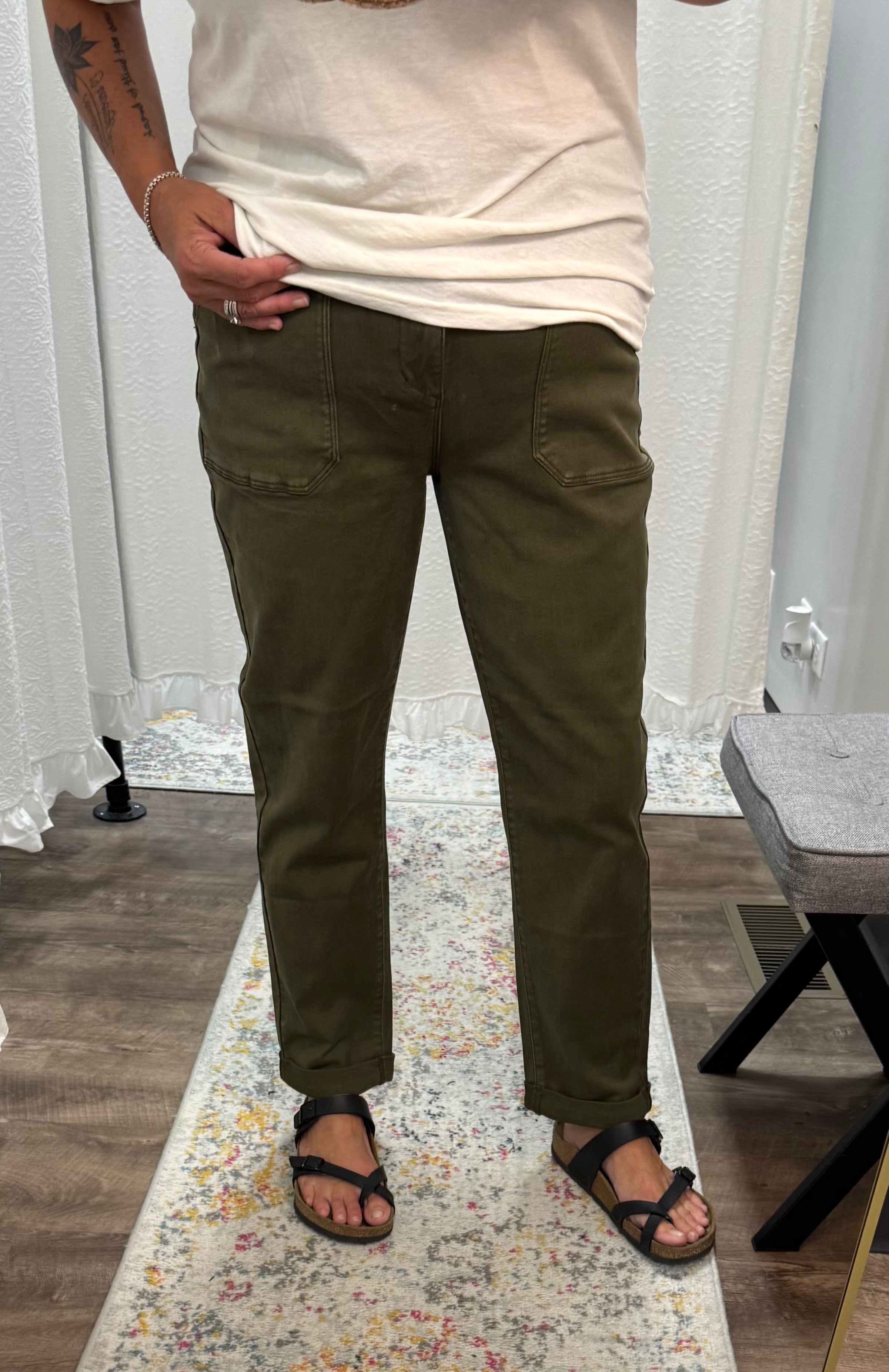 Judy Blue HW DK Forest Dyed Cuff Jean - Posh West Boutique