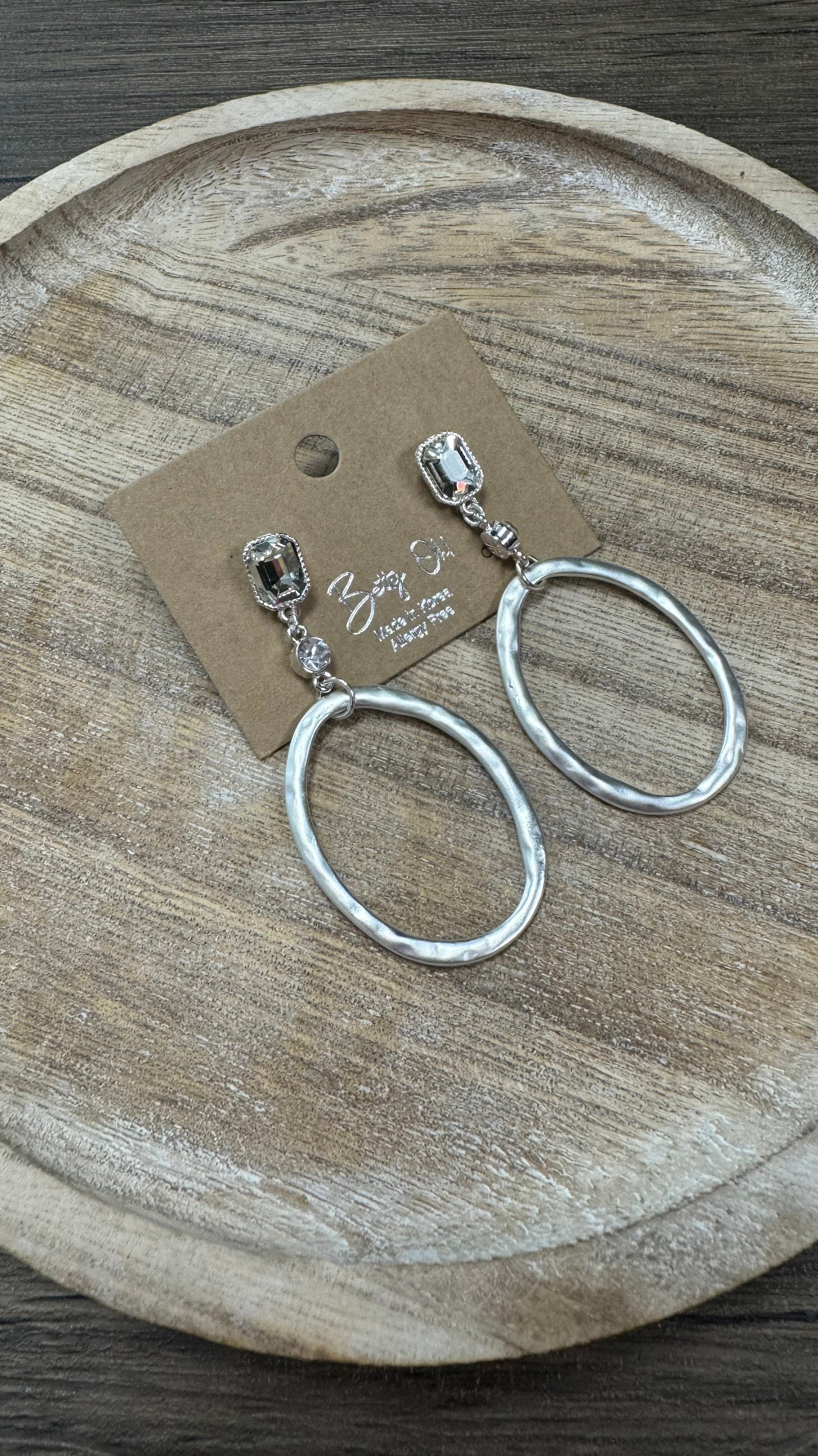 Betty Oh Silver Bling Crystal Earrings - Posh West Boutique