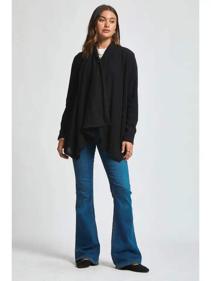 Black Wrap Sweater w/ Button Front