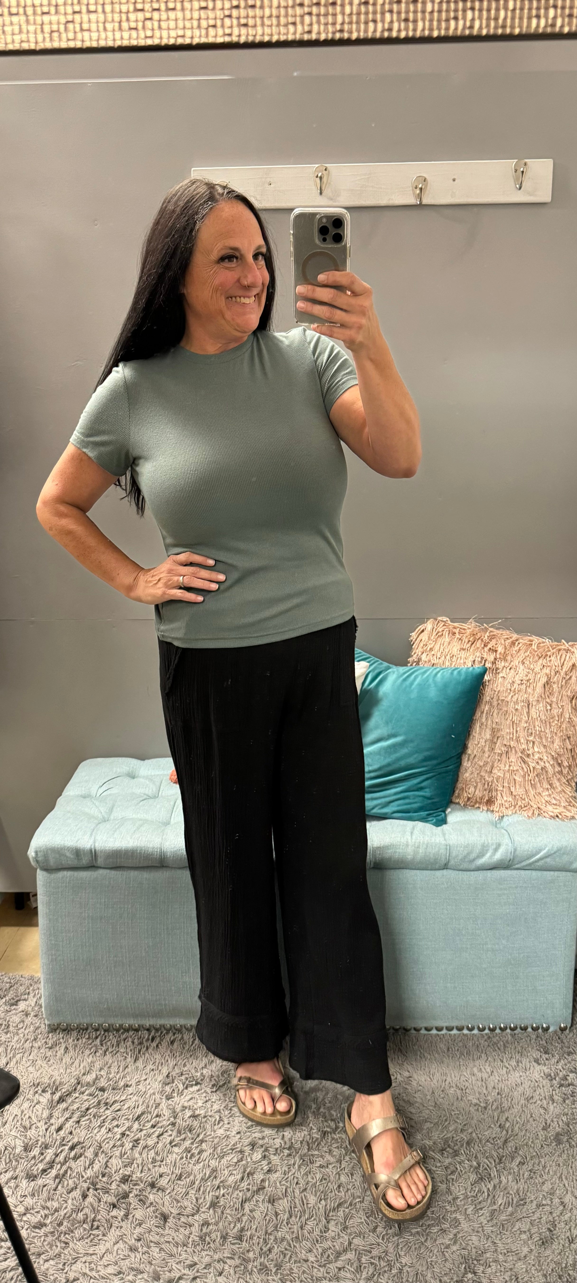Aspen Green Short Sleeve Ribbed T - Posh West Boutique