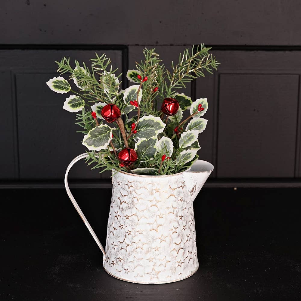 Vintage white metal pitcher w/ star