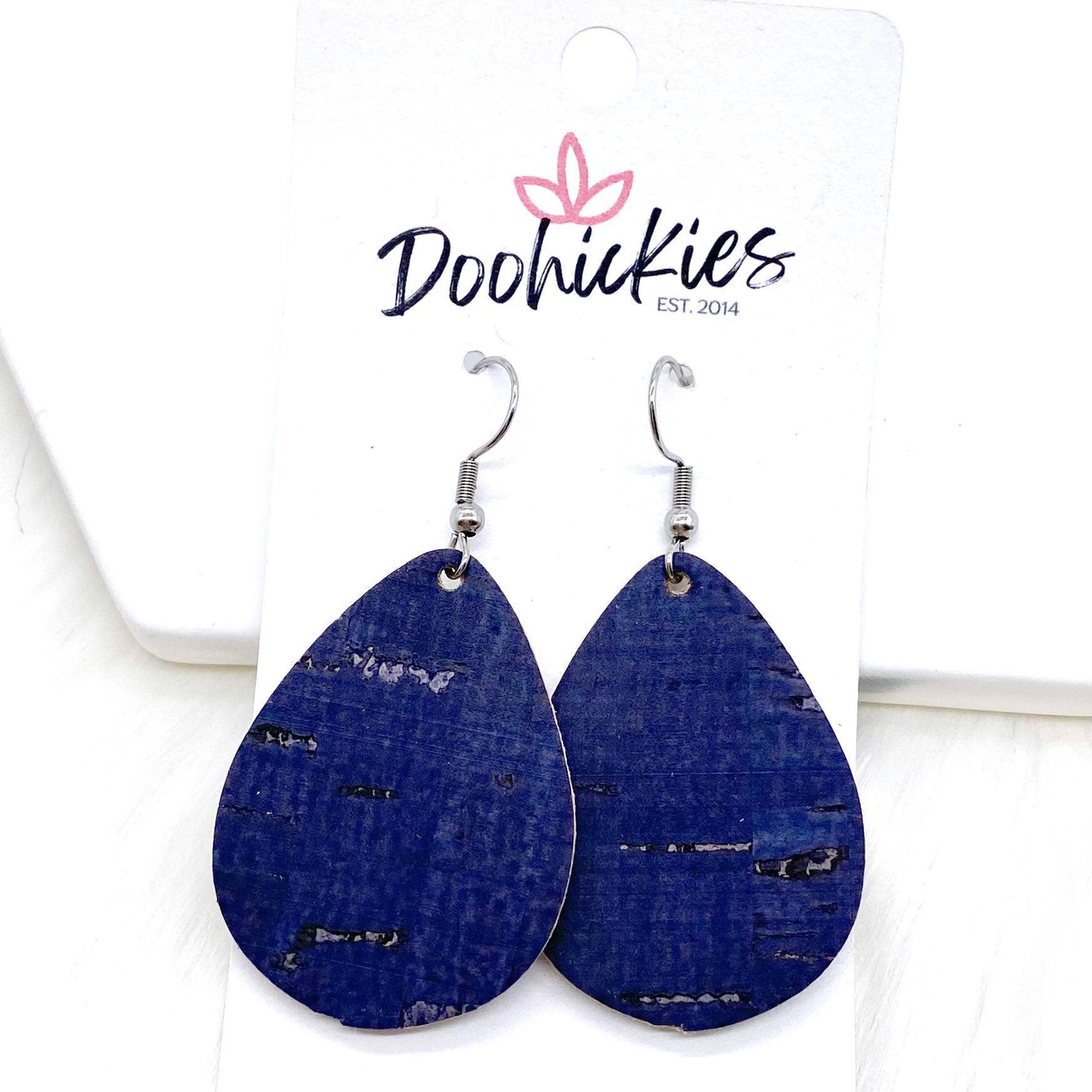 Navy Itty Bitty Cork Earrings - Posh West Boutique