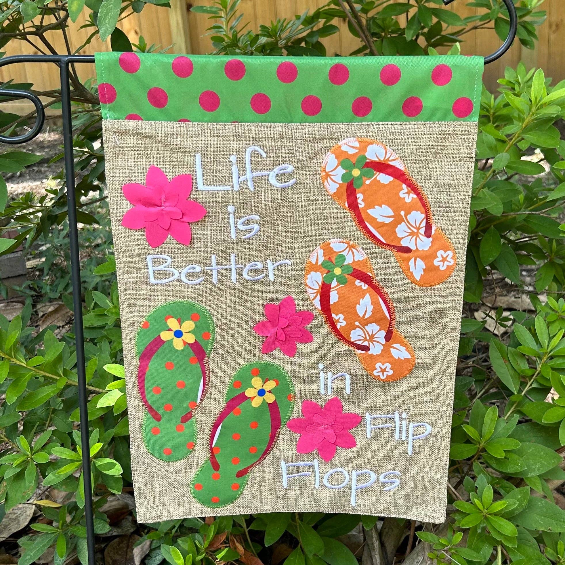 Flip Flop Floral Burlap 2-Sided Garden Flag - Posh West Boutique