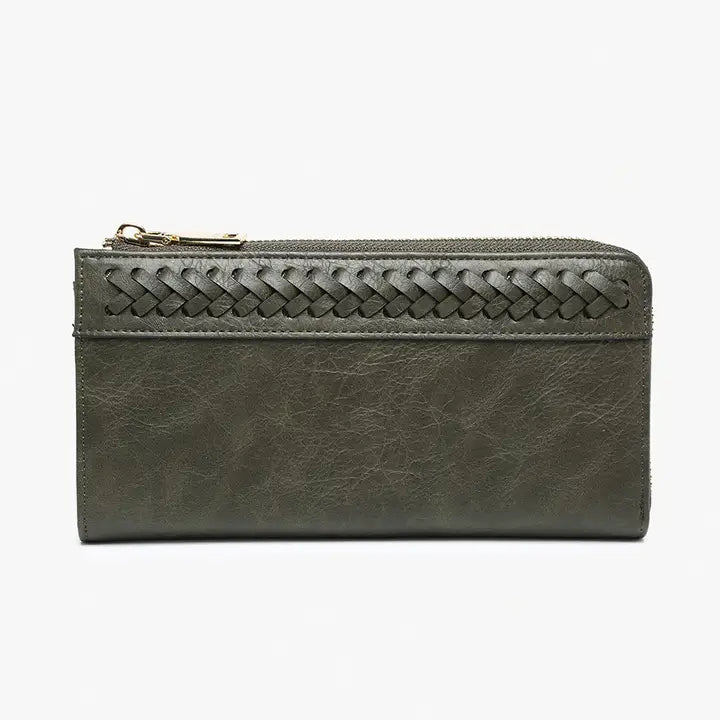 Olive Braided Zip-Top Wallet - Posh West Boutique