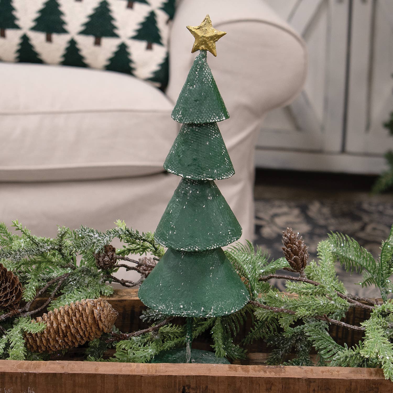 Distressed Textured Metal Christmas Tree, 14"